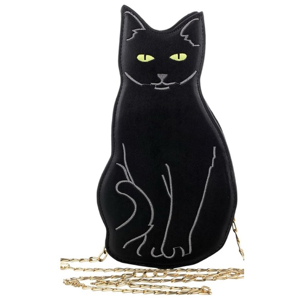 Handbags - 🐈‍⬛NEW Black Cat Crossbody Bag Chain Strap Goth Spooky Horror Cute Kitty
